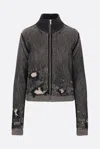 Mm6 Maison Margiela Distressed Effect Cardigan In Black+beige