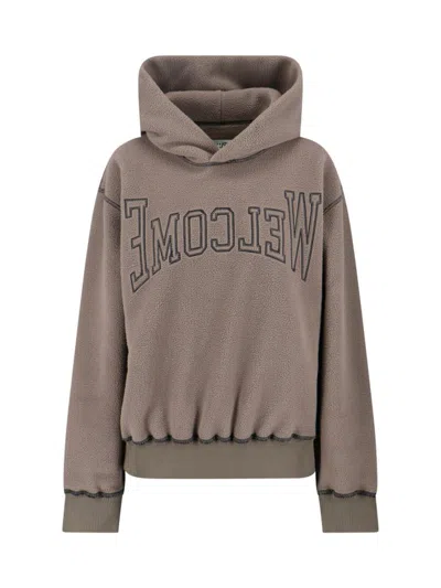 Mm6 Maison Margiela Hooded Knitwear Featuring Embroidered Detail In Brown