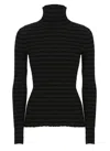 Mm6 Maison Margiela Ribbed Viscose High Neck Knit Sweater In Black