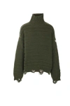 Mm6 Maison Margiela Wool-blend Ribbed Rollneck Jumper In Brown