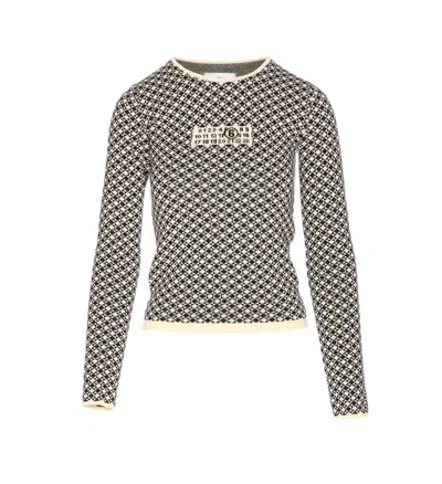 Mm6 Maison Margiela Crewneck Geometric Pattern Knitwear In White