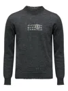 Mm6 Maison Margiela Distressed Dark Grey Knit Sweater In Gray