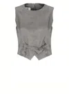 Mm6 Maison Margiela Mm6 By Maison Margiela Satin-finish Grey Gilet With Structured Belt In Gray
