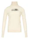 Mm6 Maison Margiela Cream Virgin Wool Turtleneck Sweater In Pink