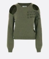 Mm6 Maison Margiela Crewneck Knitwear With Cut-outs And Ribbed Trims In Multicolor