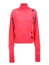 Mm6 Maison Margiela Half Glove Sleeves Turtle-neck Jumper In Red