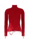 Mm6 Maison Margiela Wool And Acrylic Sweater With Distressed Hem In Red