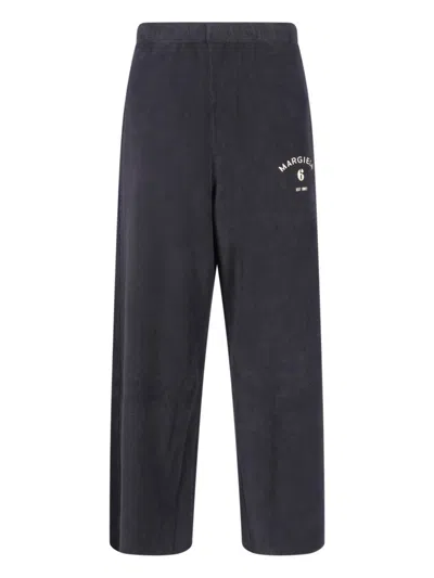 Mm6 Maison Margiela Gray Cotton Terry Straight-leg Sweatpants In Multi