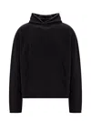 Mm6 Maison Margiela Wool Blend Hooded Sweatshirt With Embroidered Detail In Black