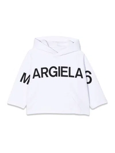 Mm6 Maison Margiela Kids' Sweatshirt Logo And Wide Neck Standing In White