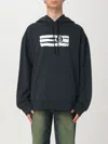 Mm6 Maison Margiela Drawstring Hood Kangaroo Pocket Ribbed Cuffs In Black