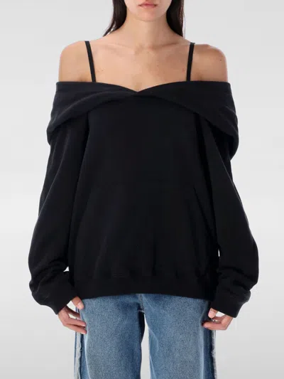 Mm6 Maison Margiela Off-shoulder Hoodie In Black