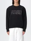Mm6 Maison Margiela Graphic Black Cotton Sweatshirt With Contrasting Numeric Logo In Black