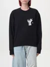 Mm6 Maison Margiela Crew Neck Sweatshirt With Bear And Number Patches In Schwarz