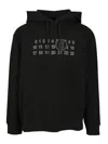Mm6 Maison Margiela Numeric Print Black Hoodie With Front Kangaroo Pocket In Black
