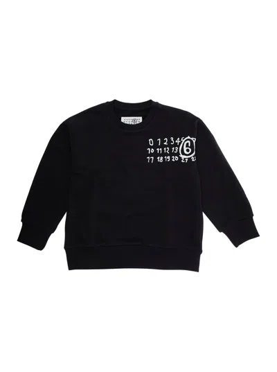 MM6 MAISON MARGIELA BLACK SWEATSHIRT WITH LOGO ON THE FRONT IN COTTON BOY