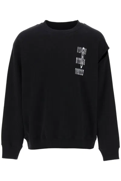 Mm6 Maison Margiela "sweatshirt With Cut Out And Numeric In Nero