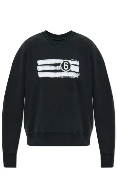 Mm6 Maison Margiela Oversized Cotton-jersey Sweatshirt In Black