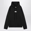 Mm6 Maison Margiela Mm6 By Maison Margiela Emblazoned Black Hoodie With Drawstring And Ribbed Finishes In Black