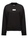 Mm6 Maison Margiela Relaxed-fit Black Sweatshirt With Ribbed Hem In Black