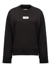 Mm6 Maison Margiela Relaxed-fit Black Sweatshirt With Ribbed Hem In Black
