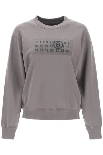 Mm6 Maison Margiela Sweatshirt With Numeric Logo Print In Gray
