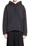 Mm6 Maison Margiela Felpa Con Cappuccio In Jersey Di Cotone Pieghettato In Black