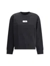 Mm6 Maison Margiela Relaxed-fit Black Sweatshirt With Ribbed Hem In Black