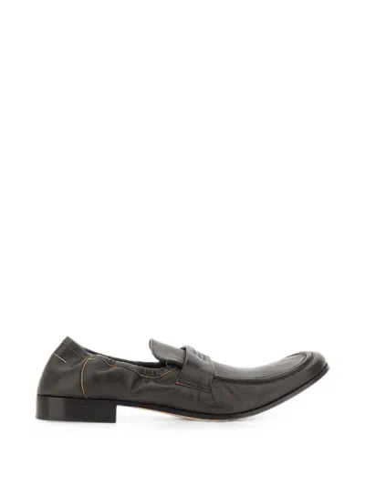 Mm6 Maison Margiela Swing-toe Leather Loafers In Brown