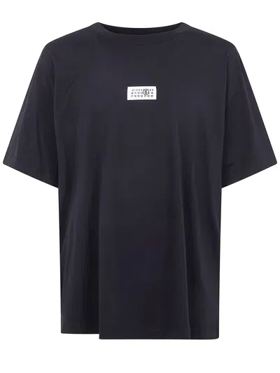 Mm6 Maison Margiela Mm6 By Maison Margiela Relaxed-fit Black Cotton T-shirt With Front Logo Patch