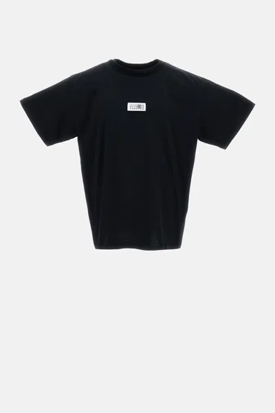Mm6 Maison Margiela Black Round Neck Graphic T-shirt