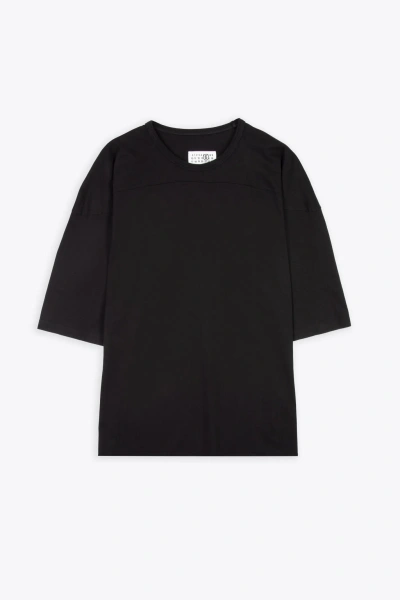 Mm6 Maison Margiela T-shirt Black Relaxed T-shirt With 3/4 Sleeves Lenght In Nero