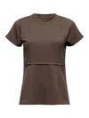 Mm6 Maison Margiela Structured Brown Cotton T-shirt With Seam Detailing In Brown