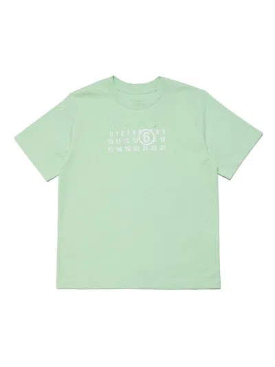 Mm6 Maison Margiela Kids' T-shirt Con Logo In Green