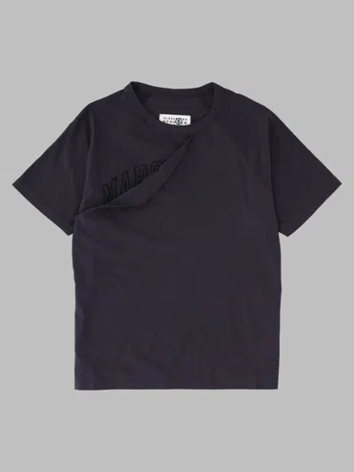 Mm6 Maison Margiela T Shirt Con Pannello Frontale In Blue