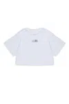 Mm6 Maison Margiela T-shirt Cropped In Jersey Con Numeric Logo In White