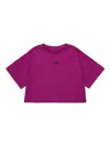 Mm6 Maison Margiela T-shirt Cropped In Jersey Con Numeric Logo In Pink