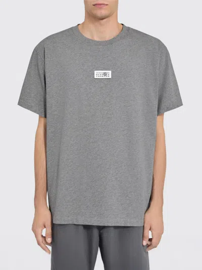 Mm6 Maison Margiela Light Grey T-shirt With Numeric Signature Patch In Multi