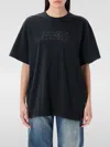 Mm6 Maison Margiela Crew Neck Graphic Print Top With Short Sleeves In Black