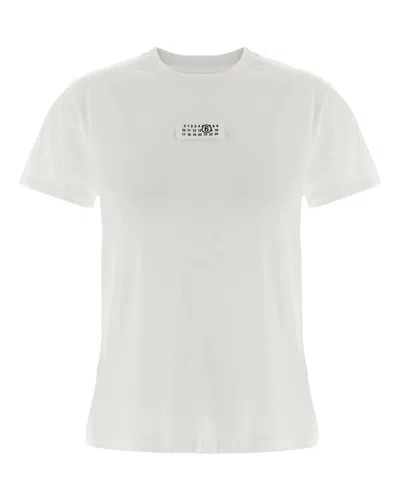 Mm6 Maison Margiela Women White Logo Cotton T-shirt, S Luxury T-shirts For Women Darveys