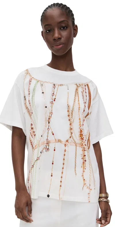 Mm6 Maison Margiela T-shirt Pearls Print In White