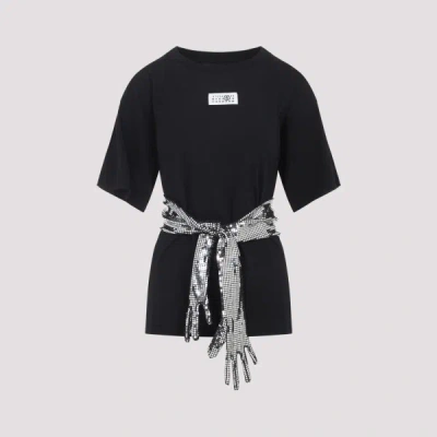 Mm6 Maison Margiela Short-sleeve Black T-shirt With Disco-style Gloves