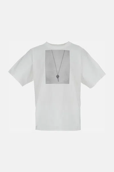 Mm6 Maison Margiela T-shirt With A Digitally Inspired Key Print On The Chest In White
