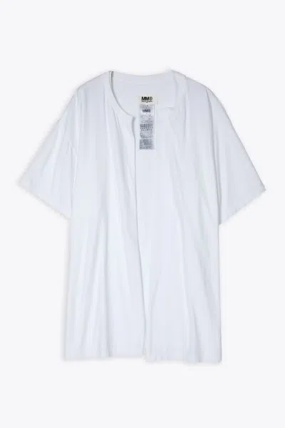 Mm6 Maison Margiela T-shirt White Cotton Front Opening T-shirt