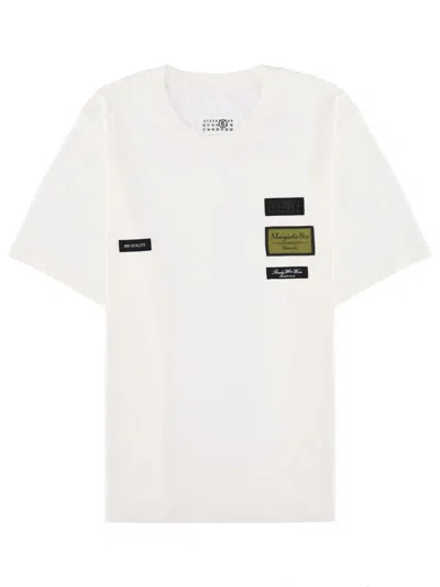 Mm6 Maison Margiela Patch Graphic Crew Neck Short Sleeve T-shirt In White
