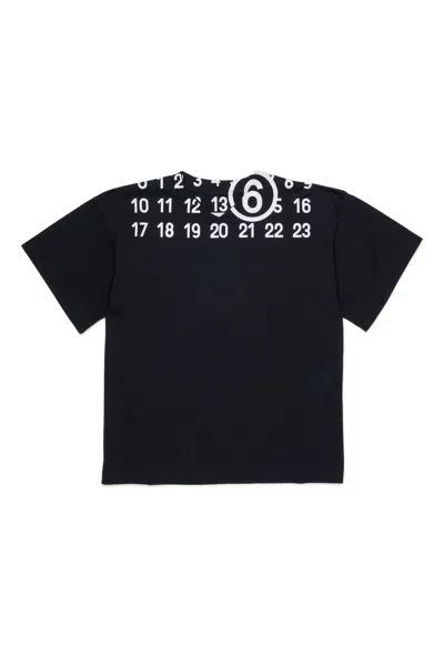 Mm6 Maison Margiela Kids' T-shirt With Numeric Logo In Black
