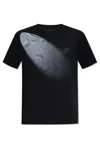 Mm6 Maison Margiela Mm6 By Maison Margiela Gradient Effect Black T-shirt With Subtle Graphic Print In Black