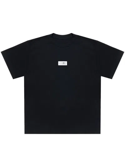 Mm6 Maison Margiela Black Round Neck Graphic T-shirt