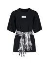 Mm6 Maison Margiela Black Cotton T-shirt With Gloves In Black