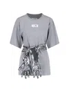 Mm6 Maison Margiela Gloves Crewneck T-shirt In Gray